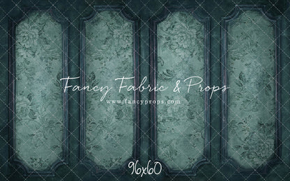 Teal Floral Wainscoting Wall