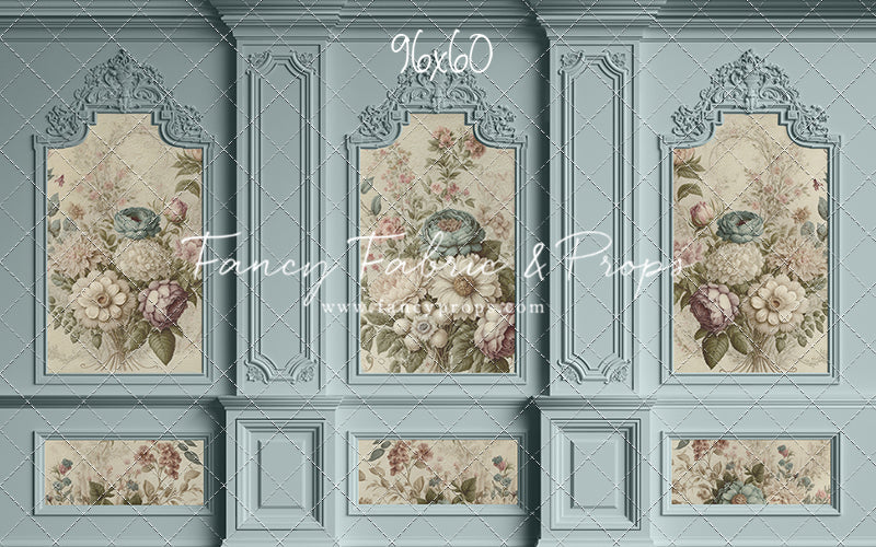 Light Blue Floral Victorian Wall - With Sweep Option
