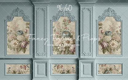 Light Blue Floral Victorian Wall - With Sweep Option