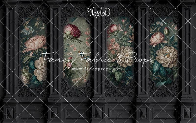 Black Floral Victorian Wall - With Sweep Option