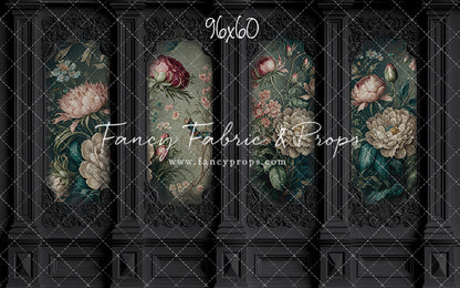 Black Floral Victorian Wall - With Sweep Option