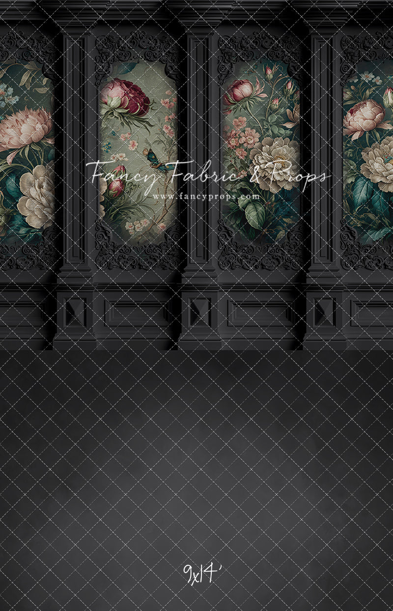Black Floral Victorian Wall - With Sweep Option