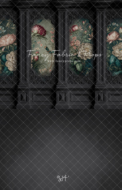 Black Floral Victorian Wall - With Sweep Option