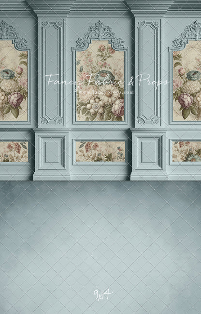 Light Blue Floral Victorian Wall - With Sweep Option