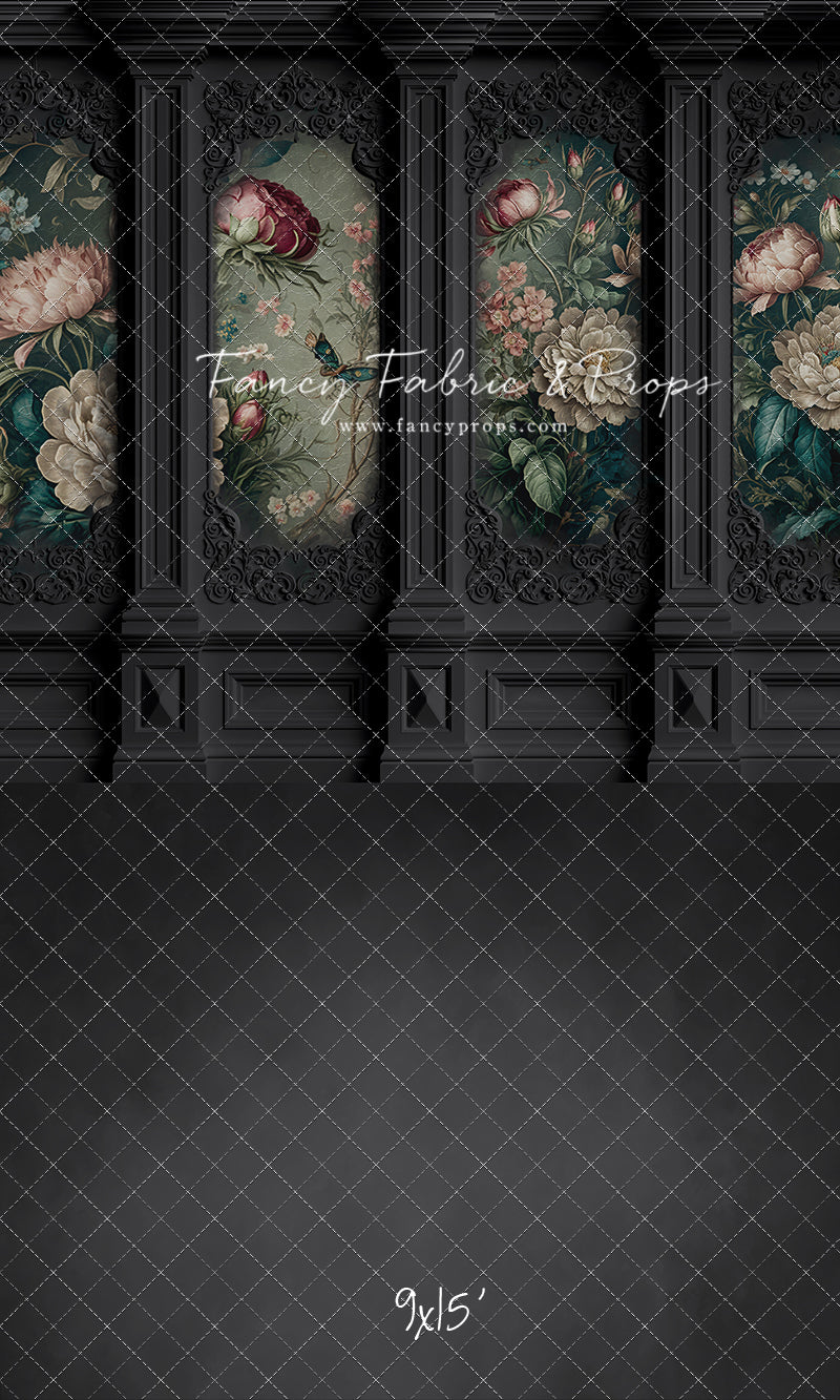 Black Floral Victorian Wall - With Sweep Option