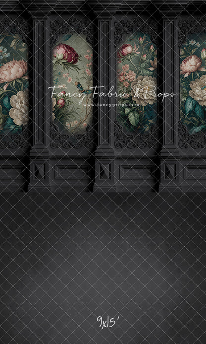 Black Floral Victorian Wall - With Sweep Option