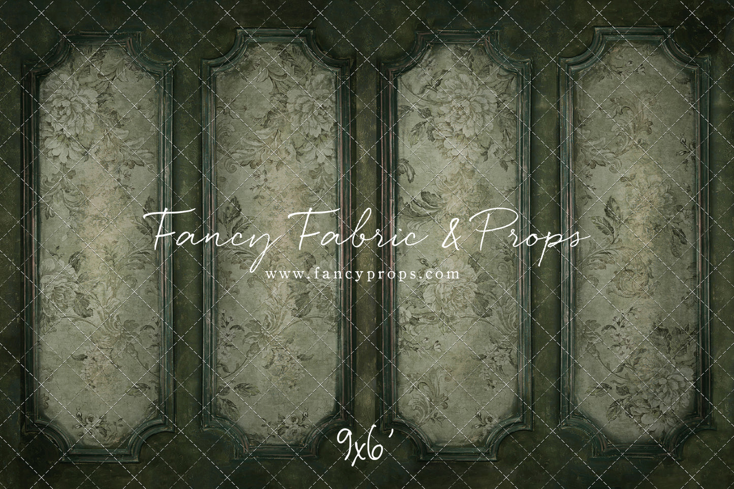 Sage Floral Wainscoting Wall