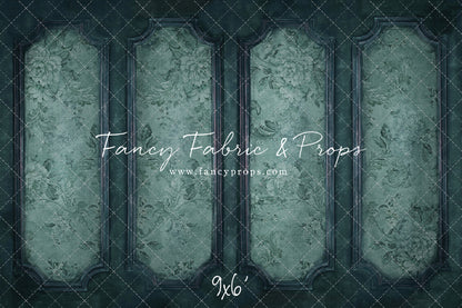 Teal Floral Wainscoting Wall