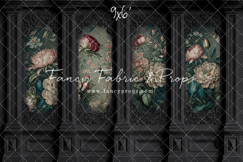Black Floral Victorian Wall - With Sweep Option