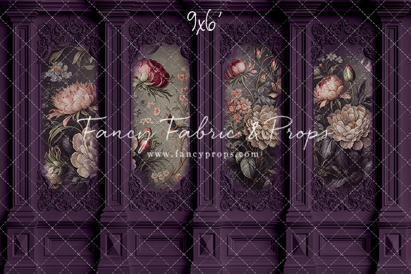 Plum Floral Victorian Wall - With Sweep Option