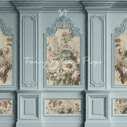 Light Blue Floral Victorian Wall - With Sweep Option