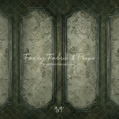 Sage Floral Wainscoting Wall
