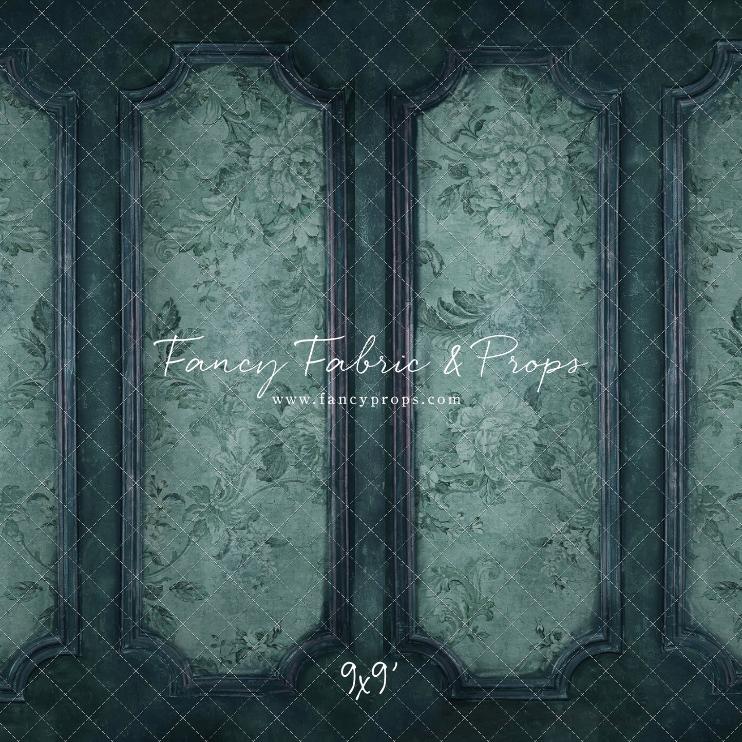 Teal Floral Wainscoting Wall