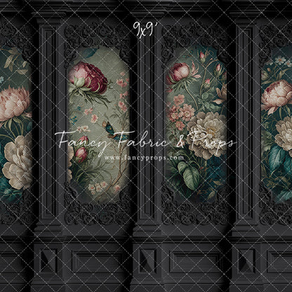 Black Floral Victorian Wall - With Sweep Option