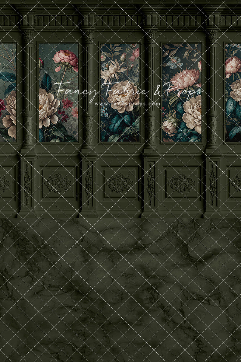 Moody Olive Wainscoting Wall - With Sweep Option