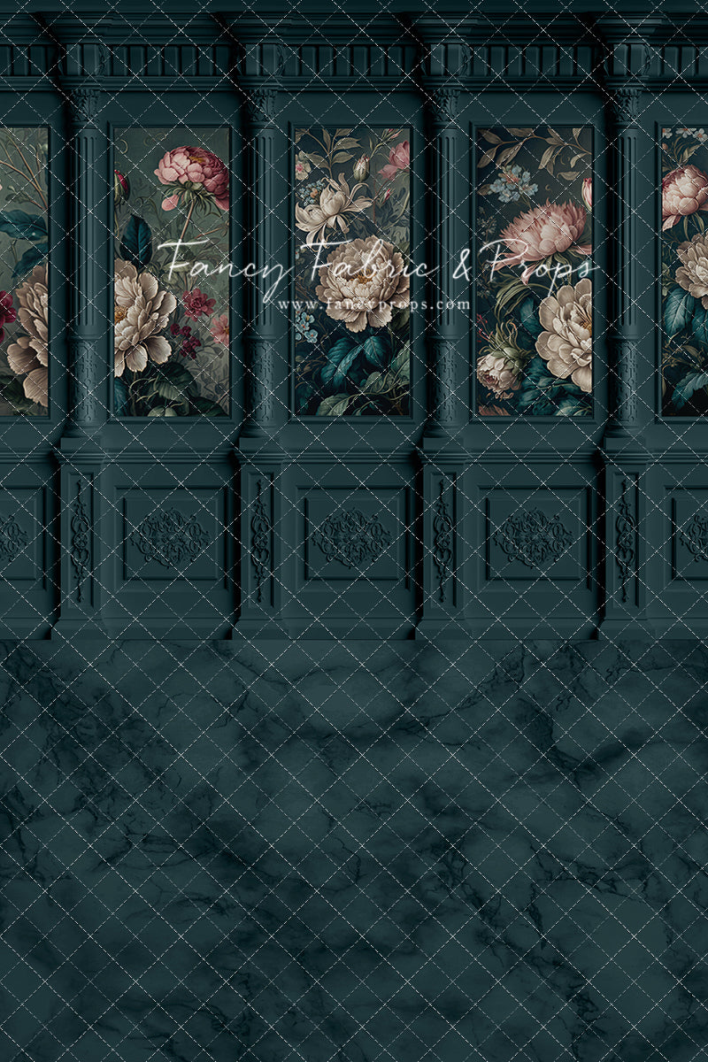 Moody Teal Wainscoting Wall - With Sweep Option