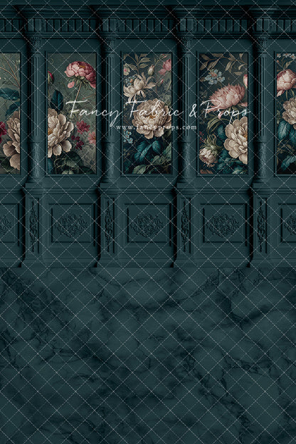 Moody Teal Wainscoting Wall - With Sweep Option