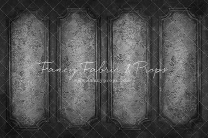 Gray Floral Wainscoting Wall