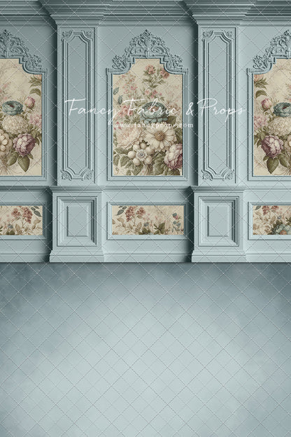 Light Blue Floral Victorian Wall - With Sweep Option