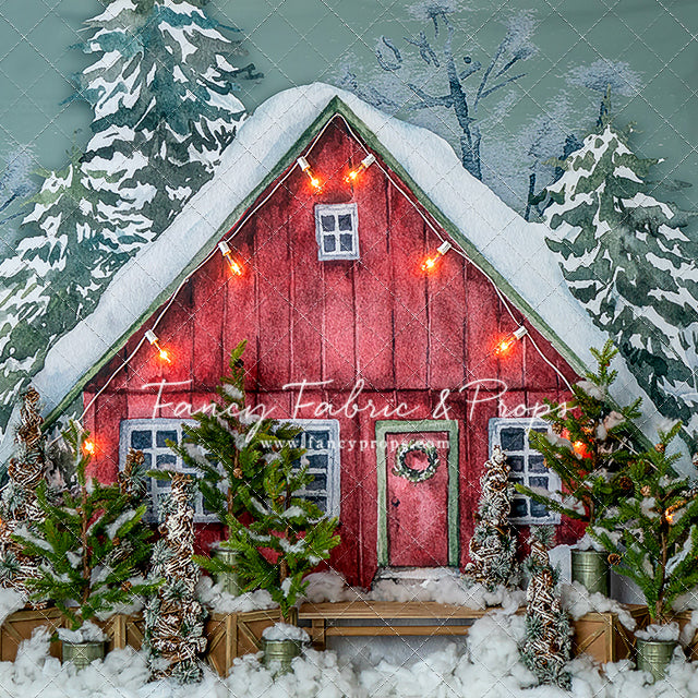 Christmas Lodge Backdrop and Reclaimed Wood Floor Drop Bundle