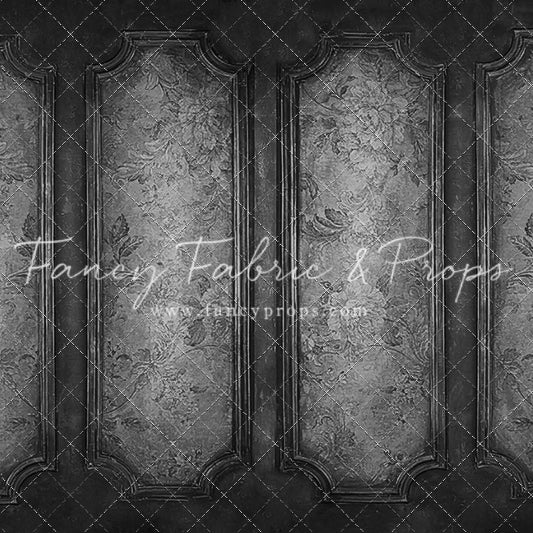 Gray Floral Wainscoting Wall