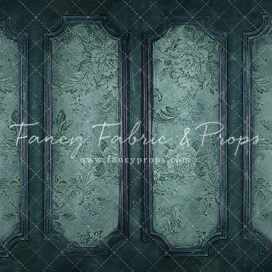 Teal Floral Wainscoting Wall