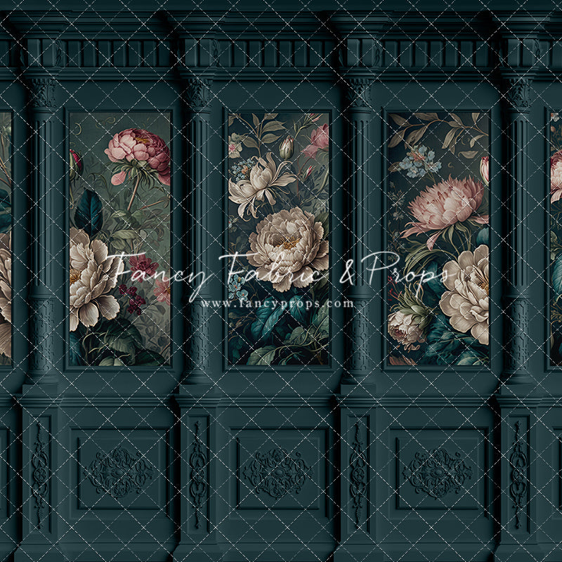 Moody Teal Wainscoting Wall - With Sweep Option