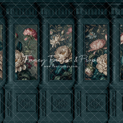 Moody Teal Wainscoting Wall - With Sweep Option